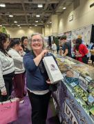 Stacey, our superb organizer, takes time out for some shopping