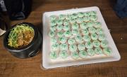 Pot of gold and green cupcakes at the end of a rainbow rehearsal